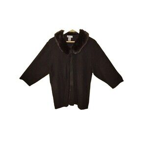 2XL Designer's Original Cardigan with Faux Fur collar.  Vampy Whimsigoth Vampy